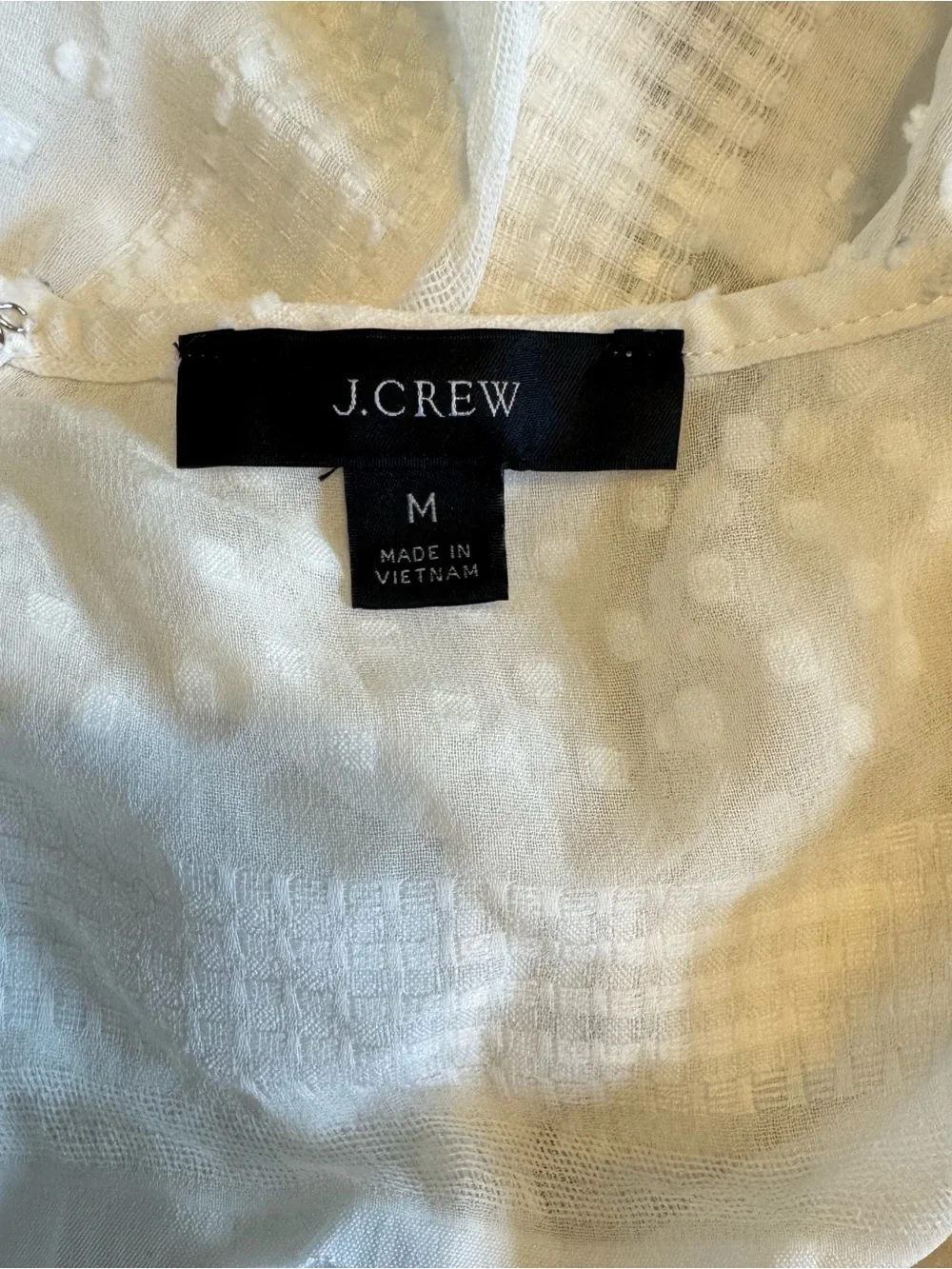 J. CREW Tiered Midi Dress  in Striped Clip Dot- Ivory Sz M Fully Lined Angelcore